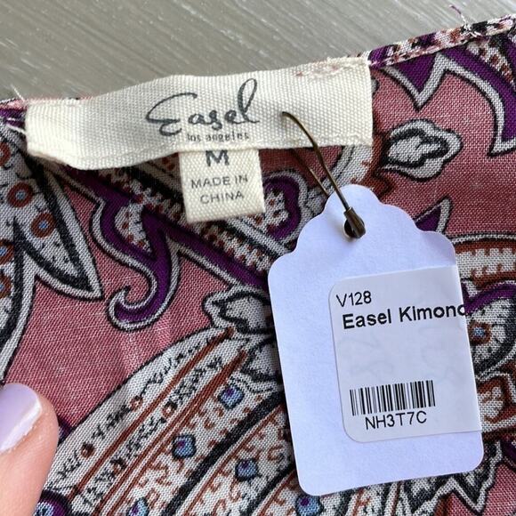 NWT Easel Los Angeles pink paisley kimono - Picture 7 of 12